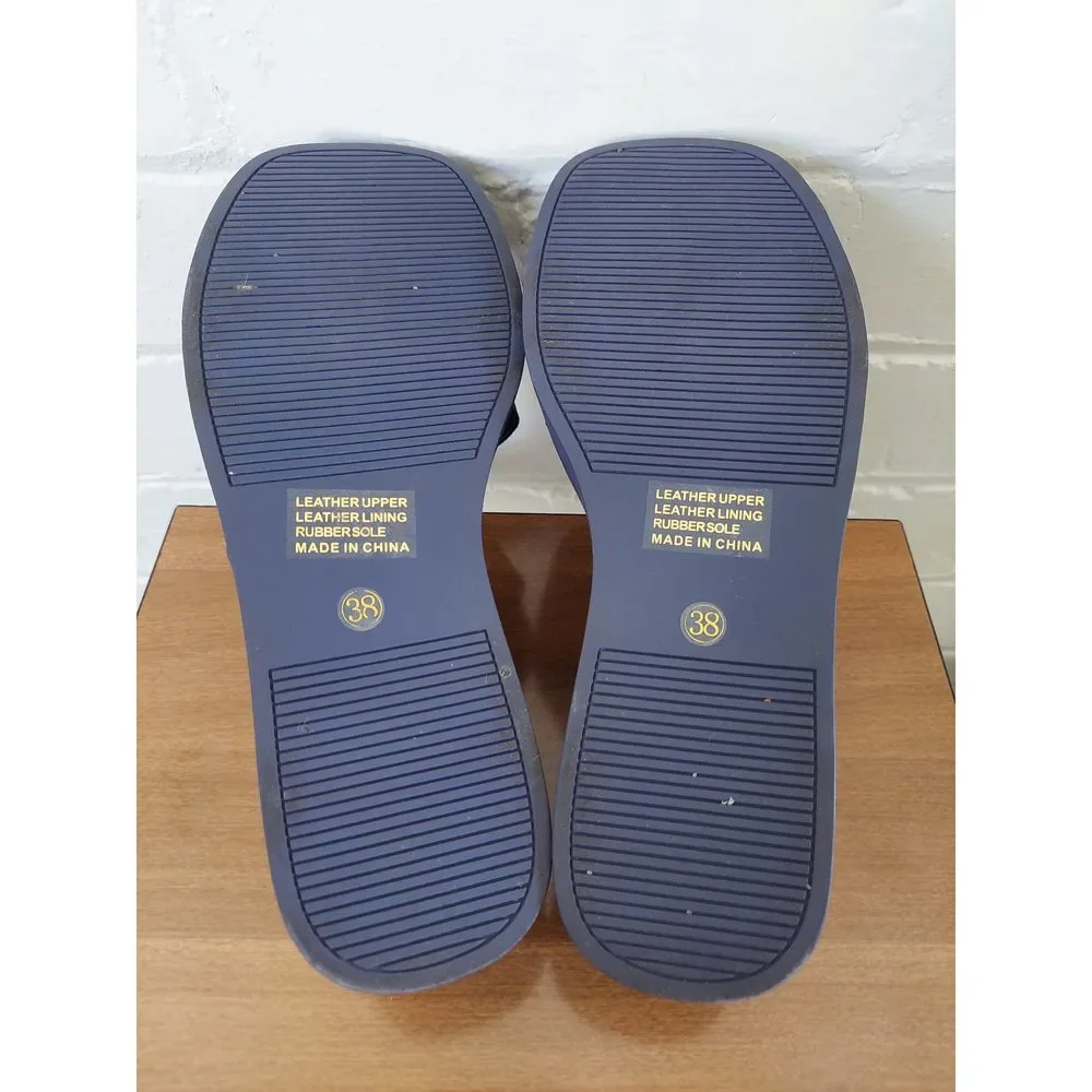 Midas Undry Dk Navy Blue Leather platform wedges, Size EU 38 / AU 7 - Picture 8 of 8